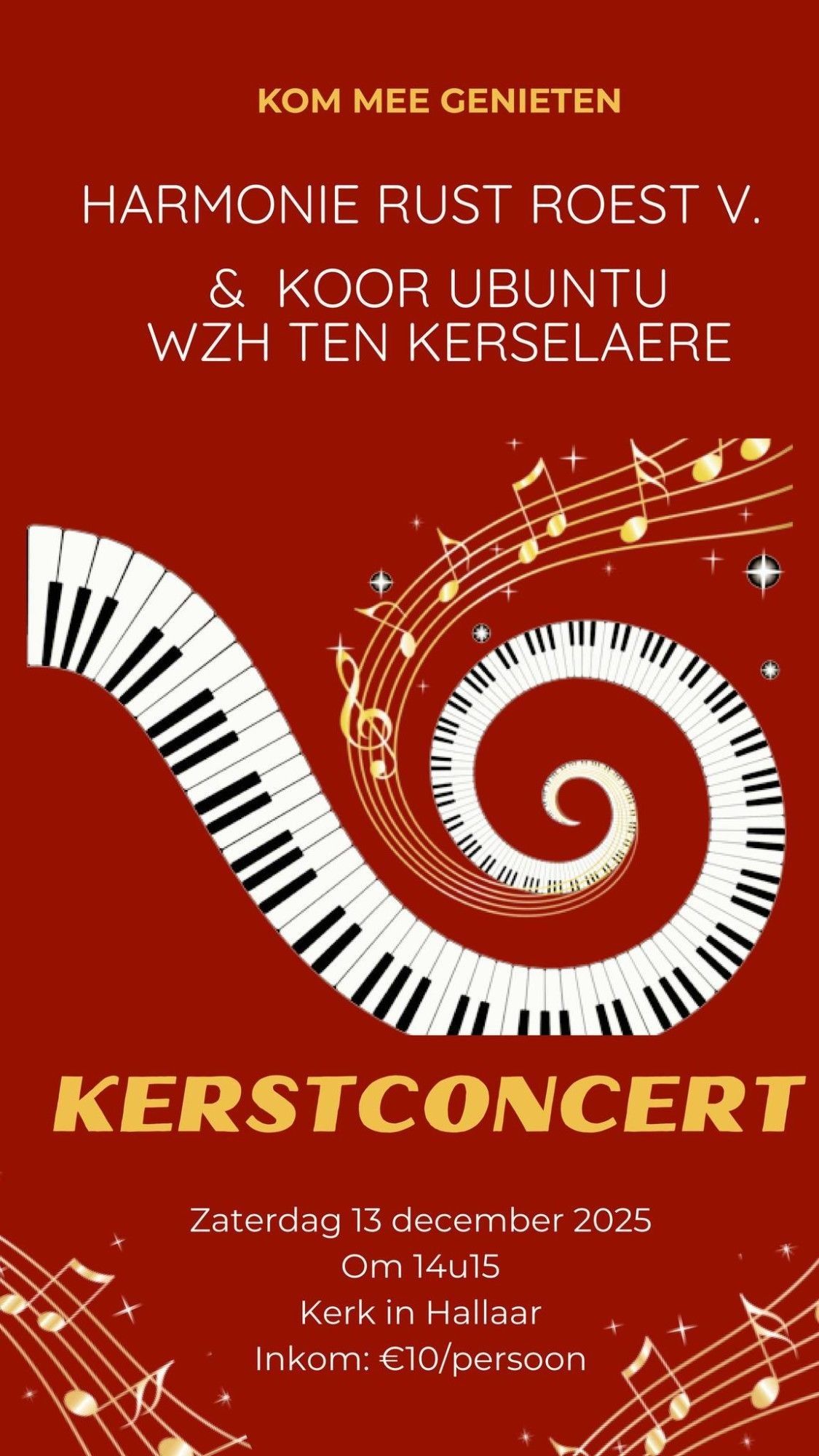 Concert de Noël par la chorale Ubuntu et l'Harmonie Heist « Rust Roest »