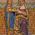 Gotisch beeld van de Heilige Maagd samen met Sint-Anna en het kindje Jezus - 16de eeuw